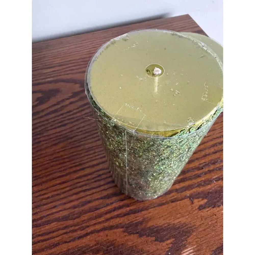 Celebrate It Sequin Shiny Green Decorative Halloween Pillar Candles 2PK